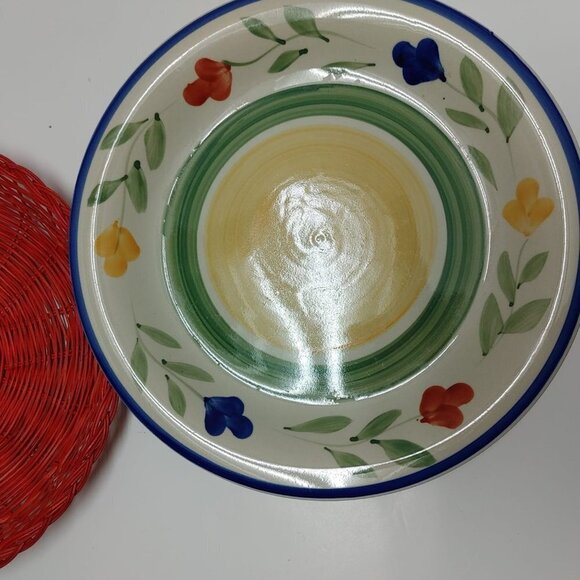 ⭐️2/$30 - Plate Basket Tabletops Gallery TIA HandPainted Stoneware Bread/Salad - Picture 2 of 10